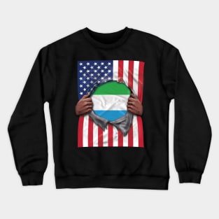 Sierra Leone Flag American Flag Ripped - Gift for Sierra Leonean From Sierra Leone Crewneck Sweatshirt